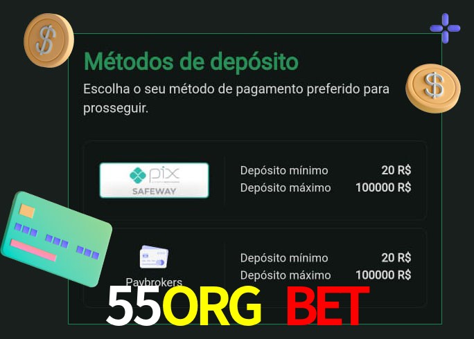 O cassino 55ORG BET oferece uma grande variedade de métodos de pagamento
